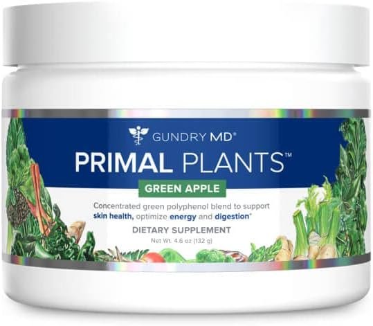 Gundry MD® Primal Plants MTHF Greens Powder Superfood Supplement to Support Skin Health, Optimize Energy and Digestion, 1 Full Serving of Vegetables - Green Apple Flavor (30 Servings) (New Formula) - Image 2