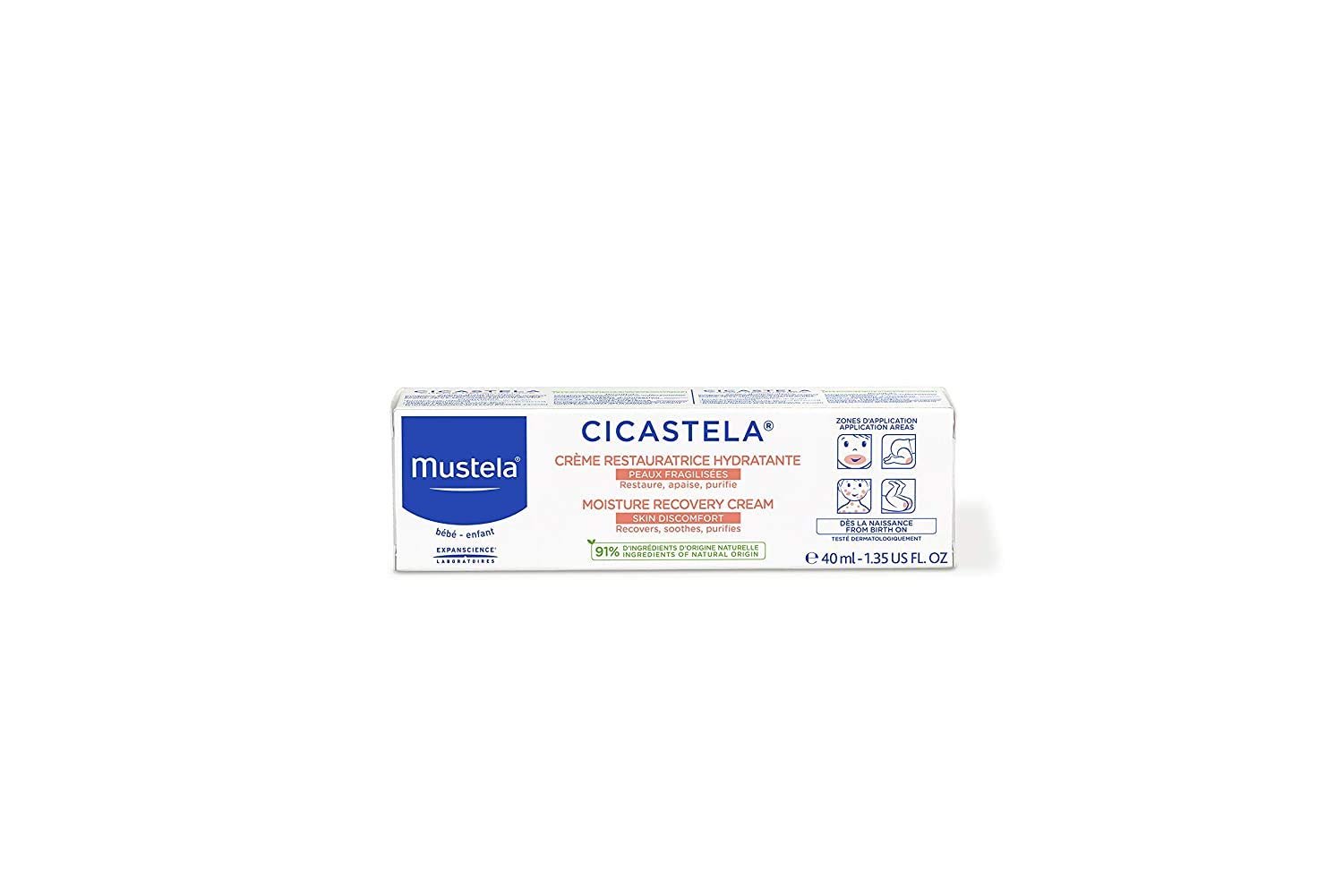 Mustela Cicastela Moisture Recovery Cream - Multipurpose Baby Ointment for Skin Discomfort - with Natural Avocado & Hyaluronic Acid - Fragrance-Free - 1.35 fl. Oz - Image 3