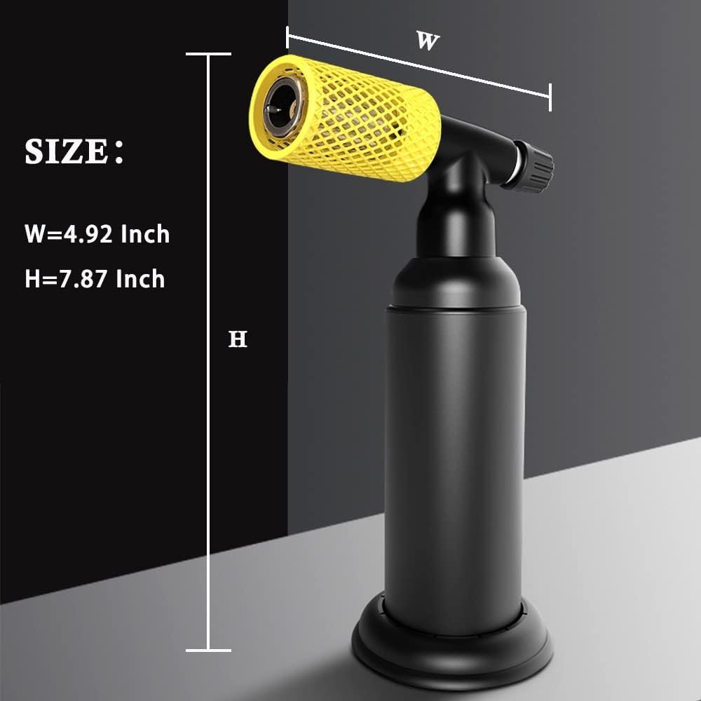 Butane Torch with Anti-scalding Device,Stainless Steel Protective Cover,Refillable Kitchen Torch Lighter,Adjustable Flame Guard. (Butane Gas Not Included,Yellow) (yellow) - Image 8