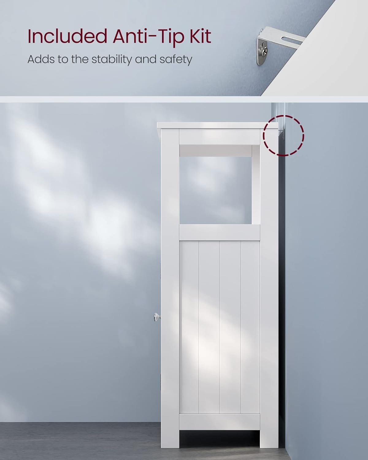 VASAGLE Bathroom Floor Cabinet, Bathroom Storage Cabinet, Freestanding, with Double Shutter Doors and Adjustable Shelf, for Bathroom, Living room, Entryway, Kitchen, White UBBC40WT - Image 6