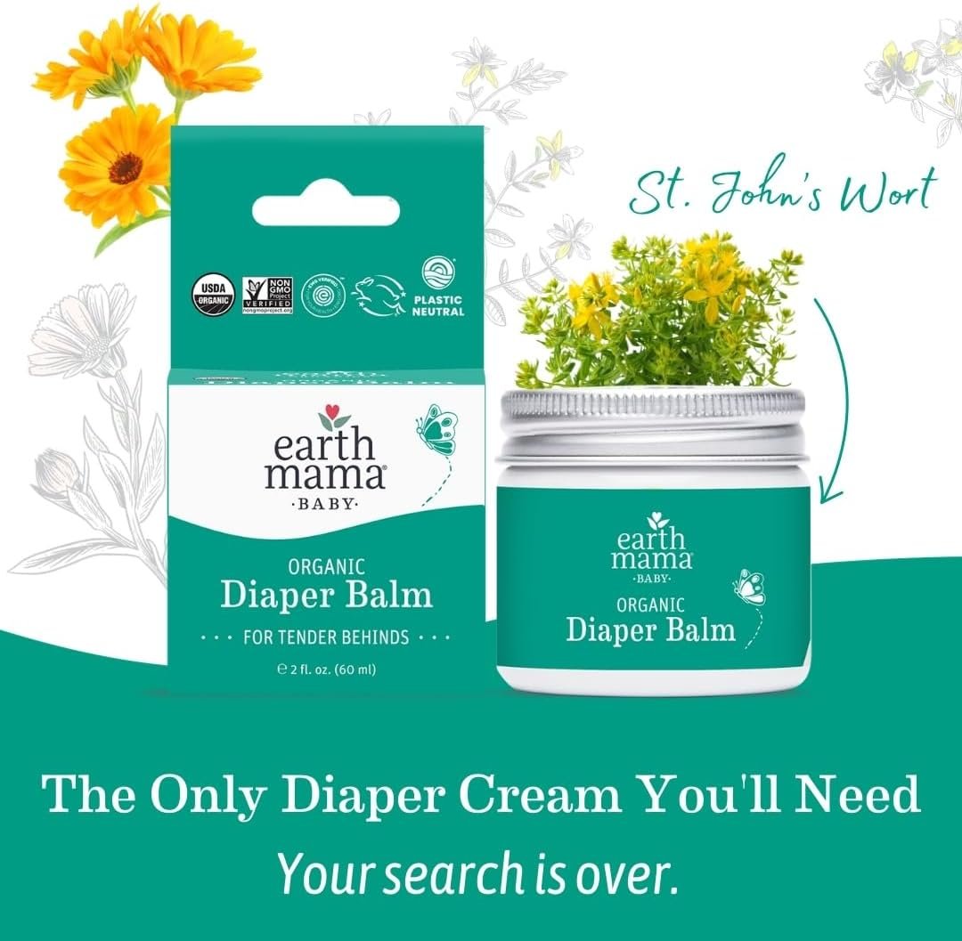 Earth Mama Organic Diaper Balm 2-Ounce | Diaper Cream for Baby | EWG Verified, Petroleum & Artificial Fragrance-Free with Calendula for Sensitive Skin (2-Pack) - Image 8