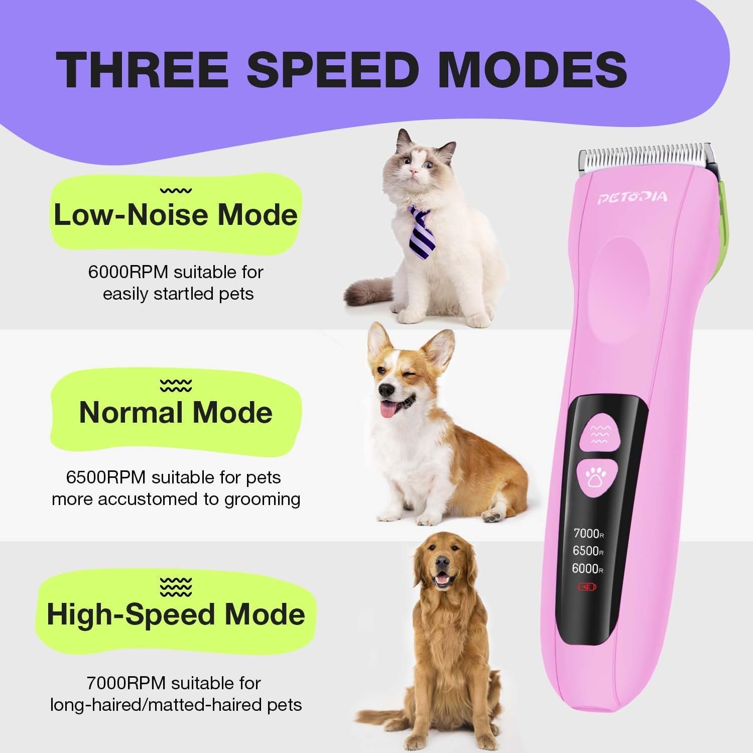 Professional Dog Clippers for Grooming, Low Noise Electric Quiet Dog Grooming Kit, Rechargeable Cordless Dog Shaver Clippers, with 9mm Blade for Dogs Cats Pets (Pink) - Image 6