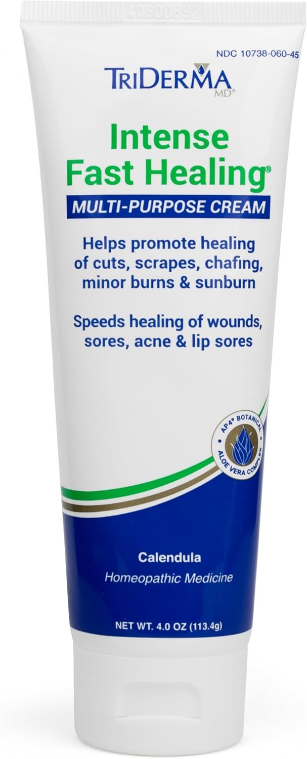 TriDerma Intense Fast Skin Healing Cream for Hard-to-Heal Skin Irritations, Sores, Rashes, Dry, Cracked Hands, Cuts, Chafing, Burns, Scrapes - First Aid Kit Essential - FSA Eligible - 4.0 oz Tube - Image 2