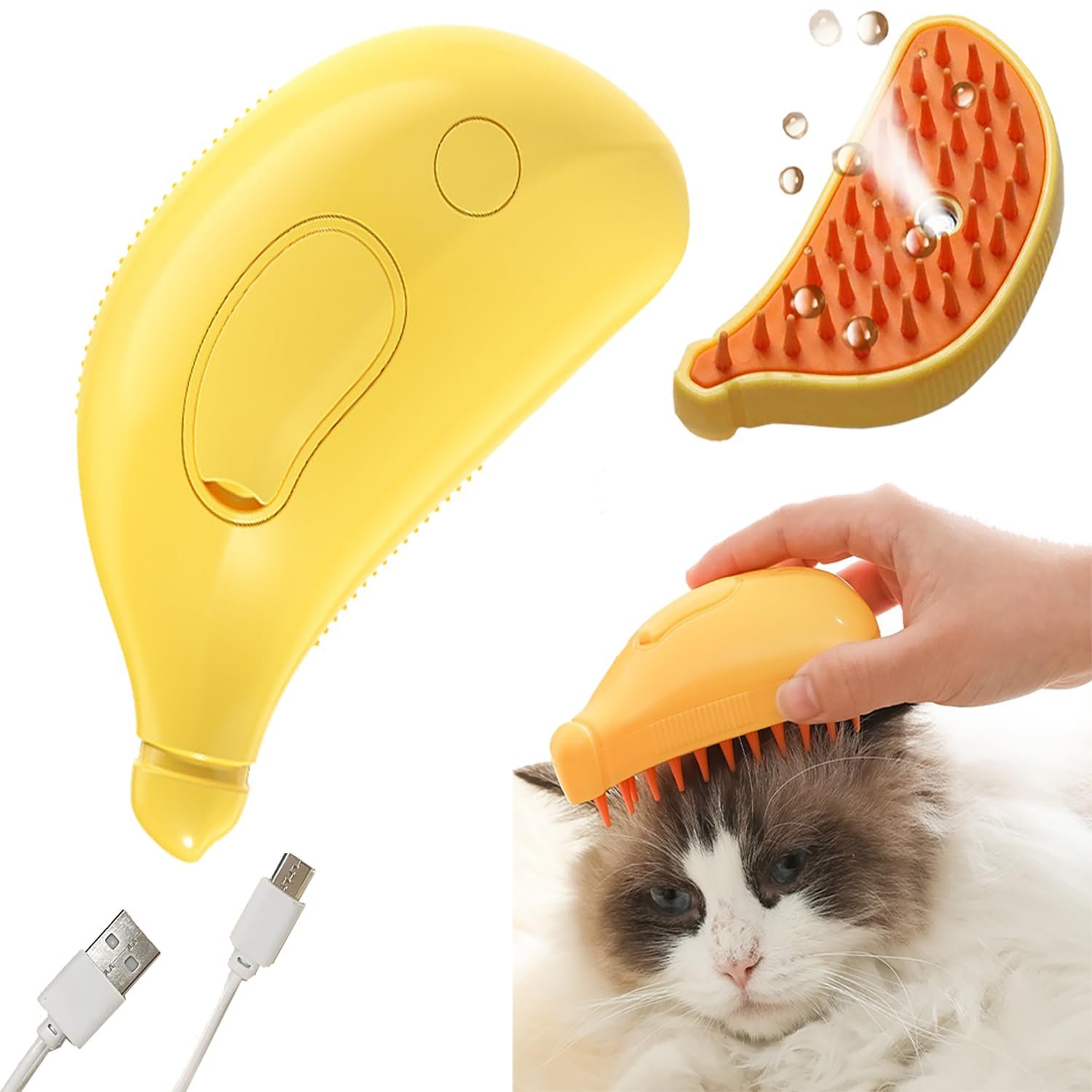 WINB 3-in-1 Steaming Pet Brush for Cats & Dogs – Shedding, Massaging, and De-furring Grooming Brush with Anti-Static Mist, Ideal for Cats and Dogs - Image 2