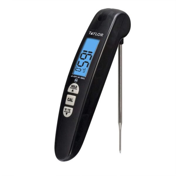 Taylor Digital Turbo Instant Read Thermocouple Meat Food Grill BBQ Cooking Kitchen Thermometer, Folding Probe, Black - Image 2