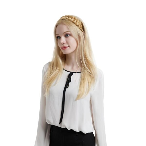 Wide Braided Headband Hoop Fashion Hair Accessories Elastic Non-slip Band for Women and Girl (Chestnut) - Image 7