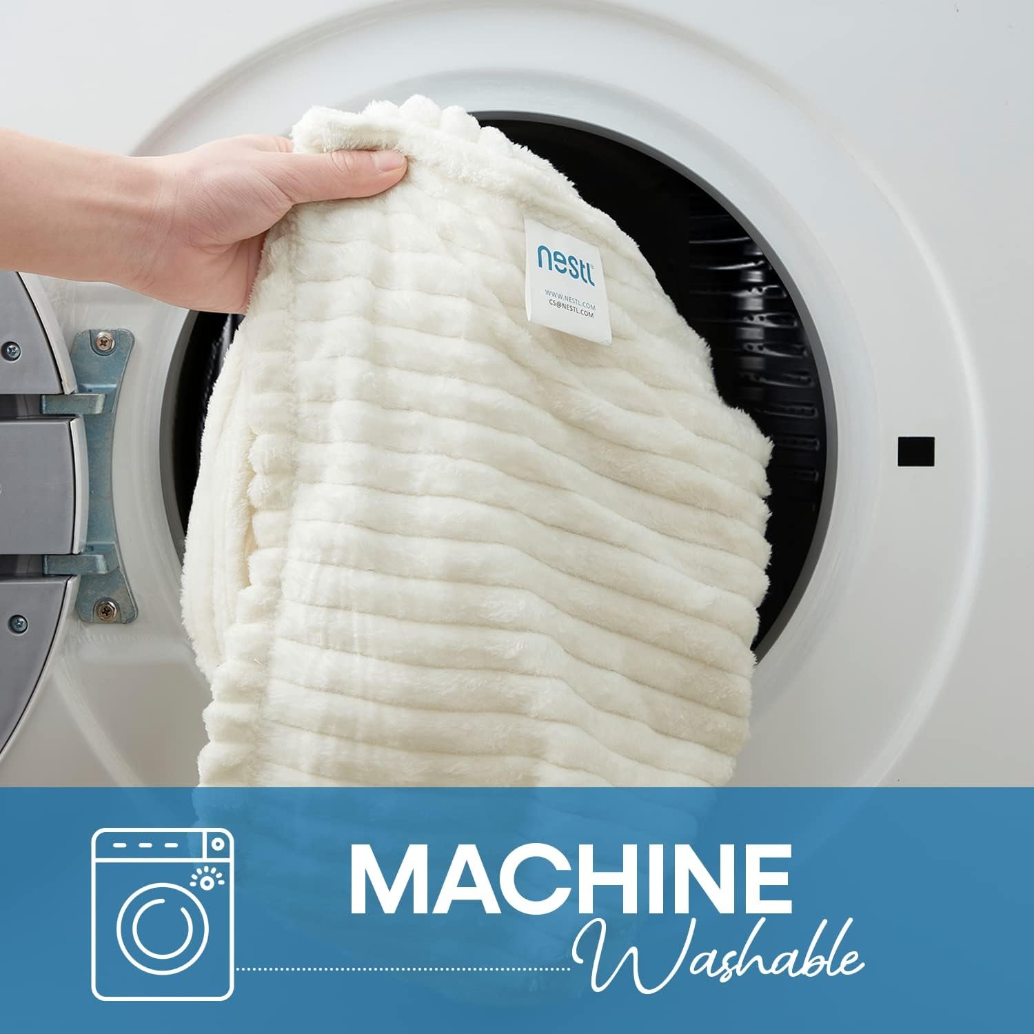 Nestl Microfiber White Throw Blanket, 50x60 inches, Lightweight Cut Plush, Fuzzy Blankets and Throws for Sofa, Bed Fleece Throw Blankets, Soft, Cozy, Breathable, Machine Washable - Image 6