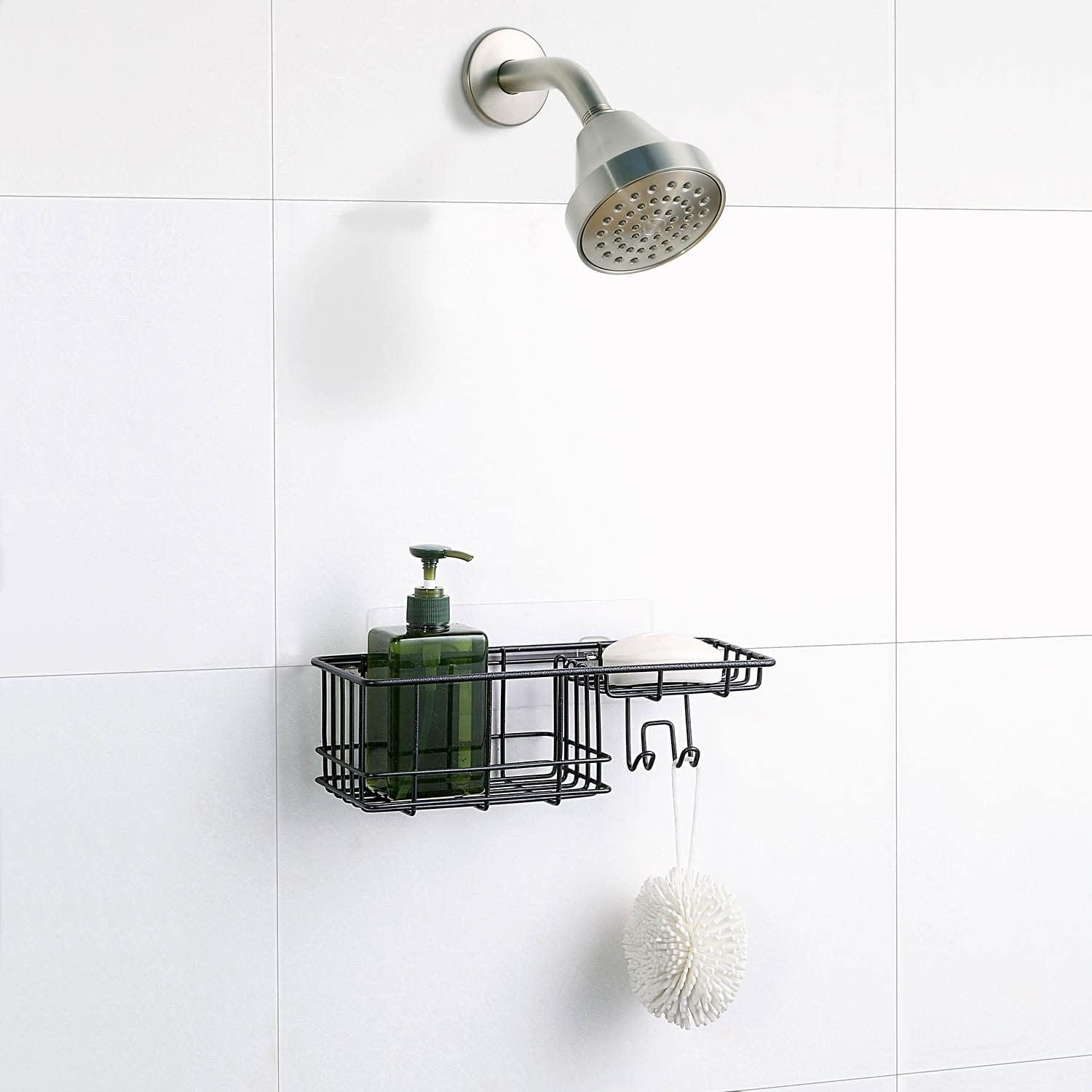 SunnyPoint Classic Wall Mounted Shower Caddy Organizer Basket Shelf With Removable Adhesive Hook. No Drilling Needed (Black, Standard) - Image 3