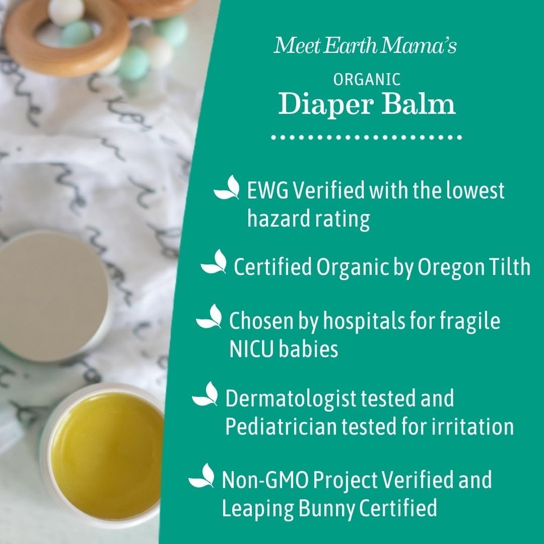 Earth Mama Organic Diaper Balm 2-Ounce | Diaper Cream for Baby | EWG Verified, Petroleum & Artificial Fragrance-Free with Calendula for Sensitive Skin (2-Pack) - Image 6
