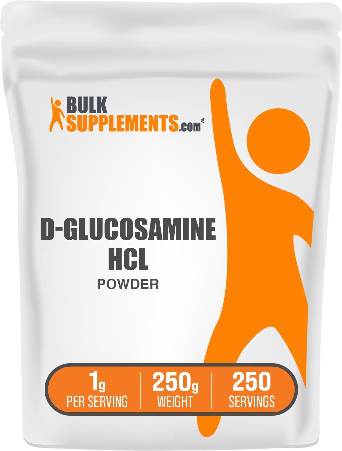 BulkSupplements.com Glucosamine HCl Powder - Glucosamine 1000mg, Glucosamine Supplement, Glucosamine Powder - Gluten Free, 1000mg per Serving, 250g (8.8 oz) (Pack of 1) - Image 2