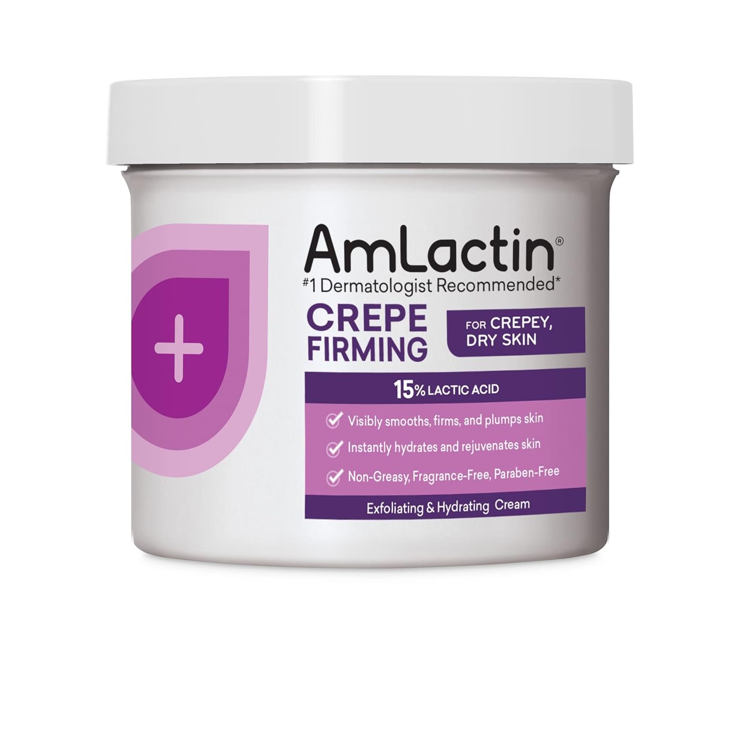 AmLactin Crepe Firming Cream - 12 oz Body Cream with 15% Lactic Acid - Exfoliator and Moisturizer for Crepey, Dry Skin - Image 2