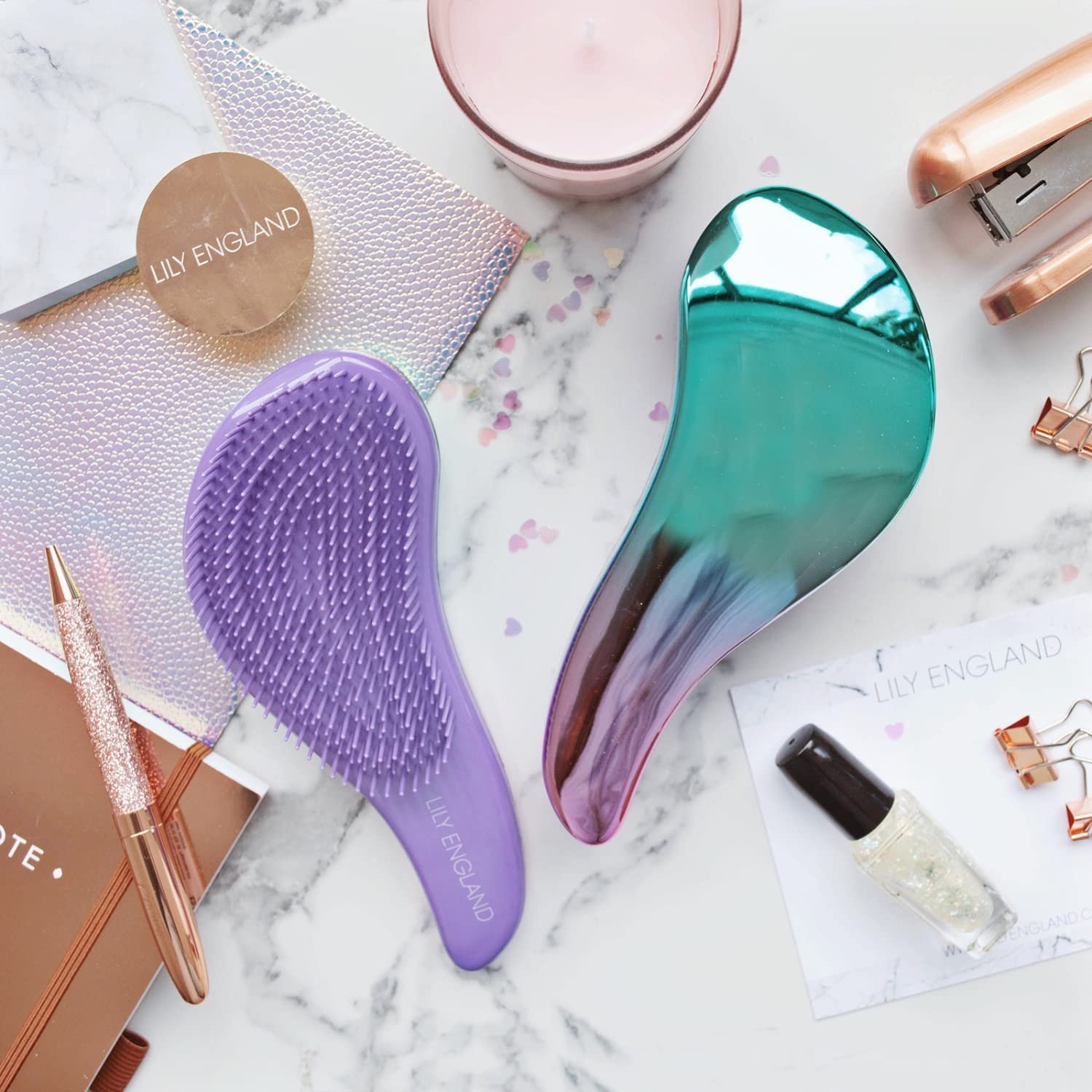 Lily England Detangler Brush for Curly Hair, Thick, Straight & Natural Hair - Gentle Detangling Hair Brush for Women, Kids & Toddlers with Flexible Bristles - Hairbrush for Wet & Dry Hair, Ombre - Image 8