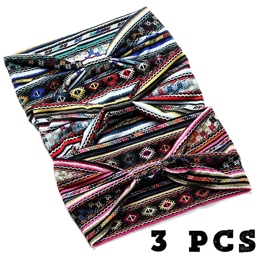 Boho Headbands Wide Knot Hair Band Elastic Turban Head Band Stretch Twist Head Wraps Fashion Hair Accessories for Women 3 Pcs (Set I) - Image 3