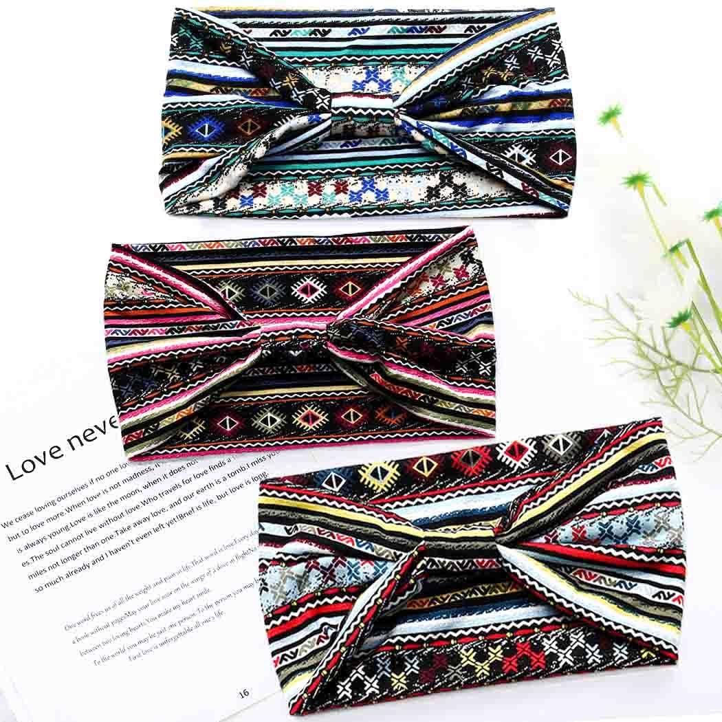 Boho Headbands Wide Knot Hair Band Elastic Turban Head Band Stretch Twist Head Wraps Fashion Hair Accessories for Women 3 Pcs (Set I) - Image 8