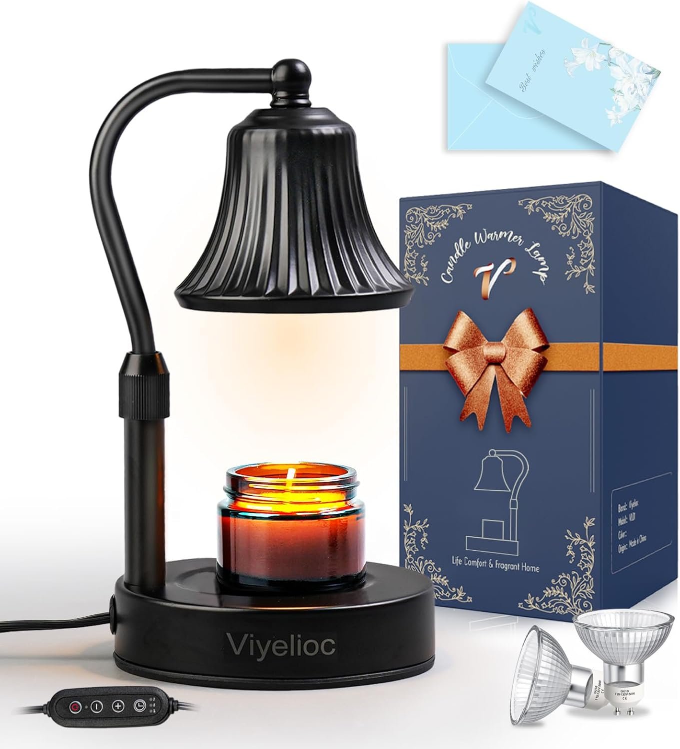 Candle Warmer Lamp, Candle Lamp Warmer with Timer and Dimmer, Adjustable Height, with 2 Bulbs, House Warming Gifts Home Bedroom Decor Birthday Gifts for Women - Image 2