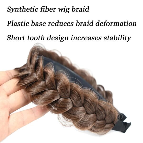 Wide Braided Headband Hoop Fashion Hair Accessories Elastic Non-slip Band for Women and Girl (Chestnut) - Image 4