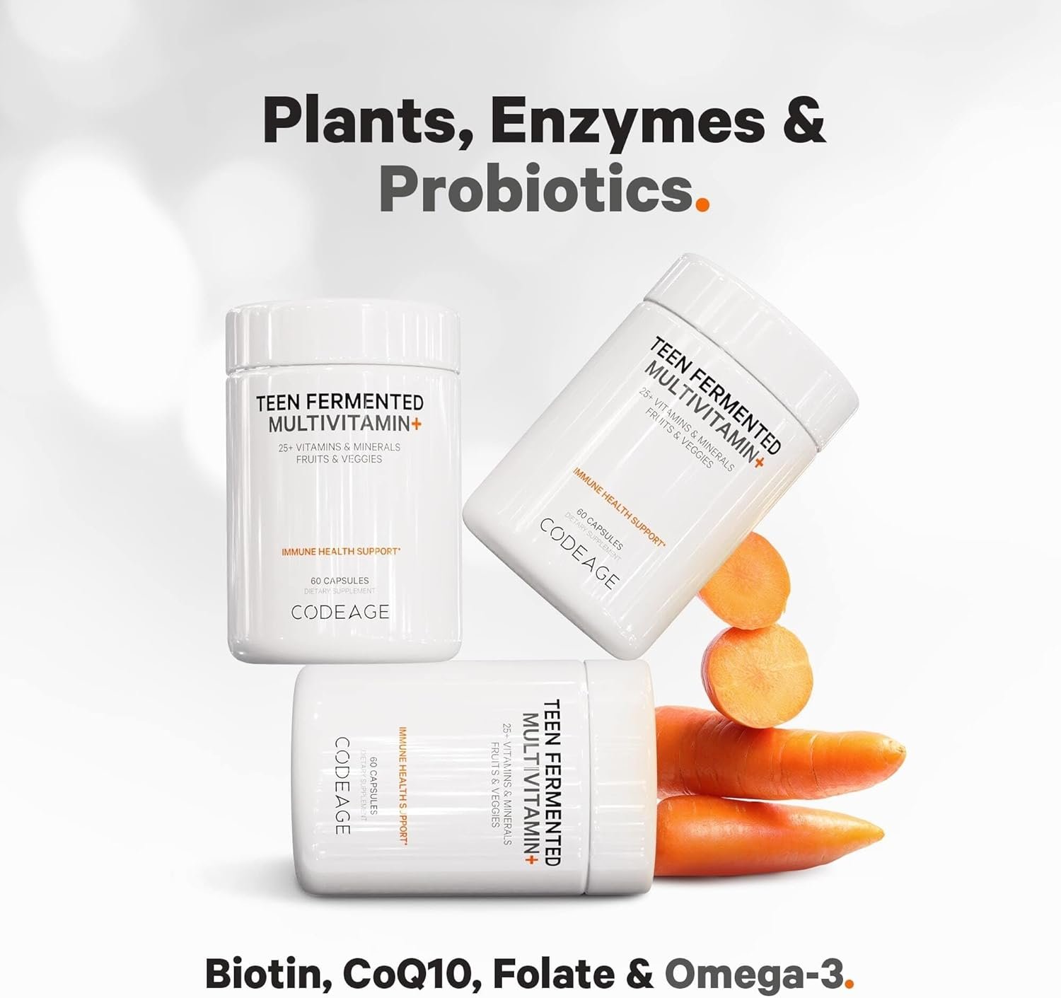Codeage Teen’s Daily Multivitamin Supplement, 25+ Vitamins & Minerals for Teenage Boys & Girls, Organic Whole Foods Vitamins for Teenagers, Vitamin A, B, C, D, E, K, Omega-3, 60 Ct - Image 8
