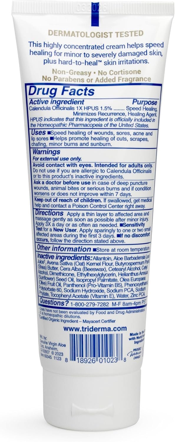 TriDerma Intense Fast Skin Healing Cream for Hard-to-Heal Skin Irritations, Sores, Rashes, Dry, Cracked Hands, Cuts, Chafing, Burns, Scrapes - First Aid Kit Essential - FSA Eligible - 4.0 oz Tube - Image 8
