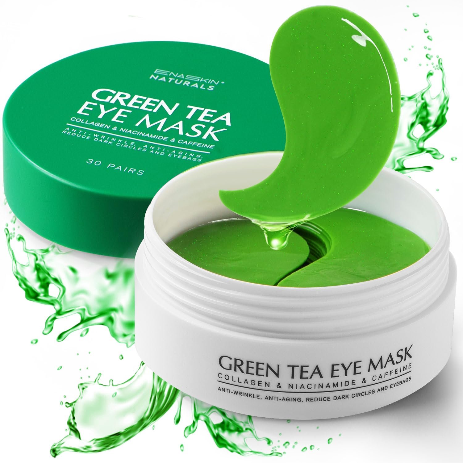 Under Eye Patches Dark Circles: 30 Pairs Collagen Eye Masks for Wrinkles and Puffy Eyes - Green Tea Eye Skin Care Gel Pads - Eye Bags/Fine Line Treatment for Men and Women - Image 2