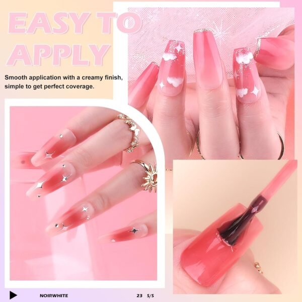 Jelly Gel Nail Polish Set, 12 PCS Autumn Sheer Nude Pink Jelly Nail Polish Gel Neutral Nail Art Design Korean Trend Icy Transparent Gel Nail Polish Kit UV LED Soak Off Gel Polish - Image 6
