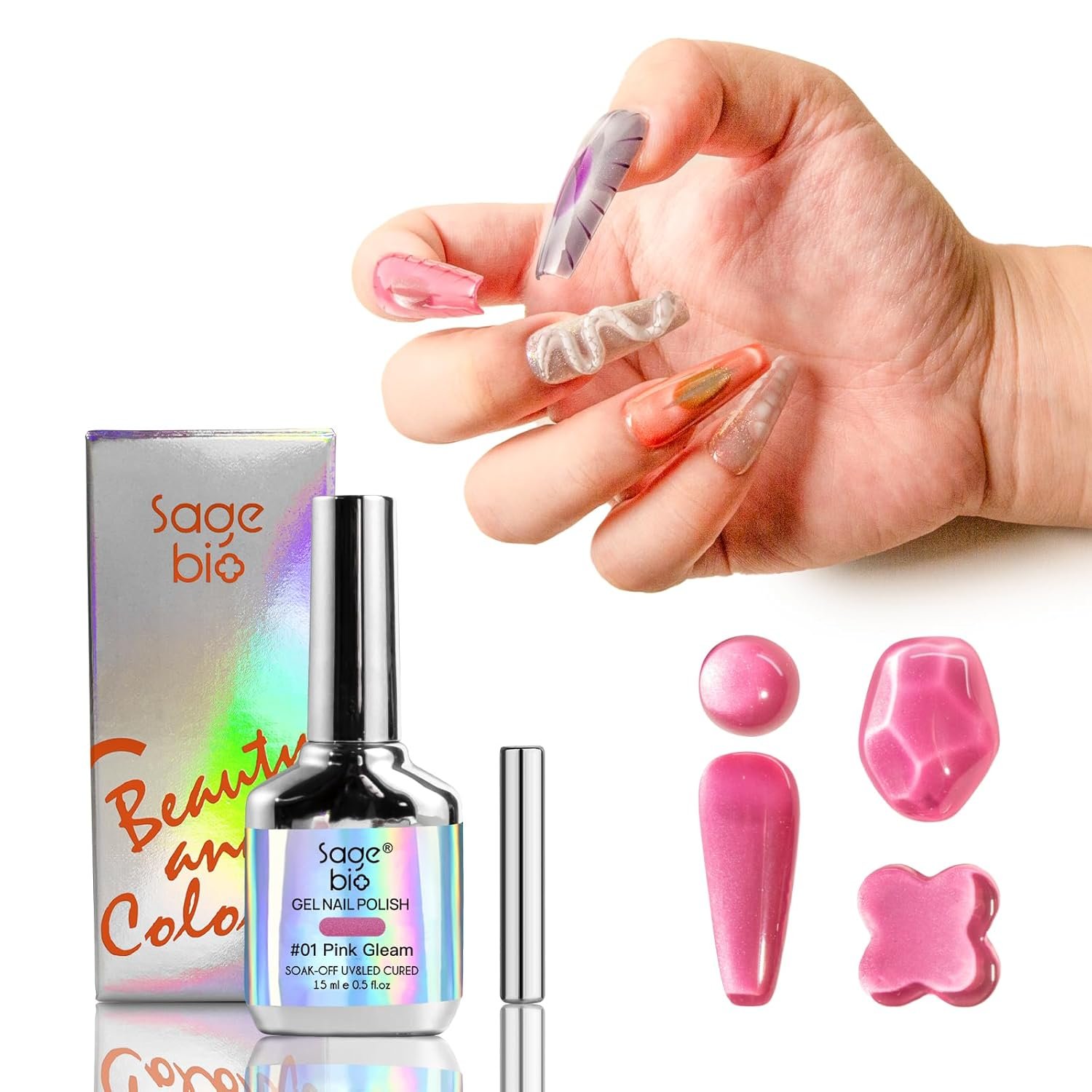 High-Density Cat Eye Gel Nail Polish with Magnet Stick, 15ml Dopamine Color Palette, Magnetic Effect Gel for DIY Manicure, Multiple Color Options - Pink Gleam - Image 2