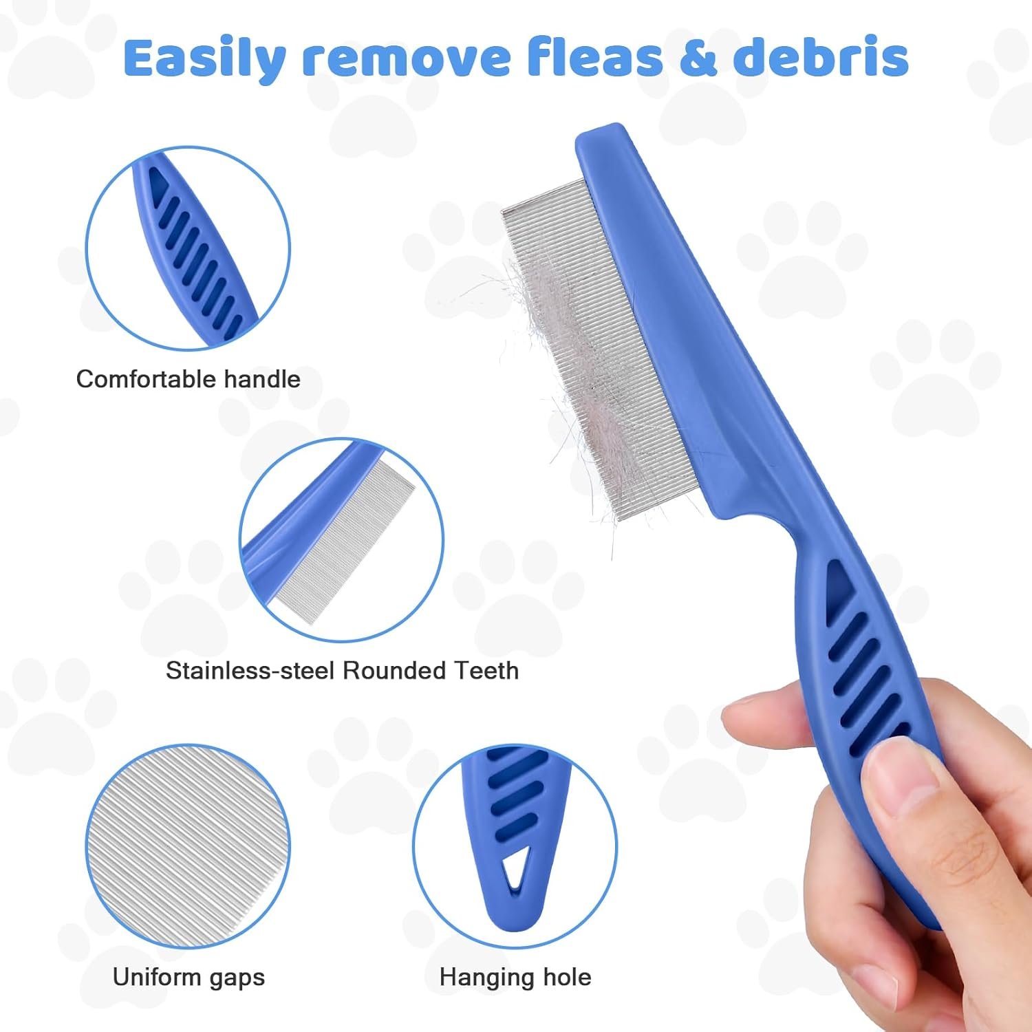 Odoland Dog Brush Grooming Care Kit - 6 in 1 Dog Brush Dog Slicker Brush Undercoat Rake, Dog Hair Removal Comb Pet Nail Clippers Shedding Tool for Long Haired Cat and Puppy Blue - Image 6
