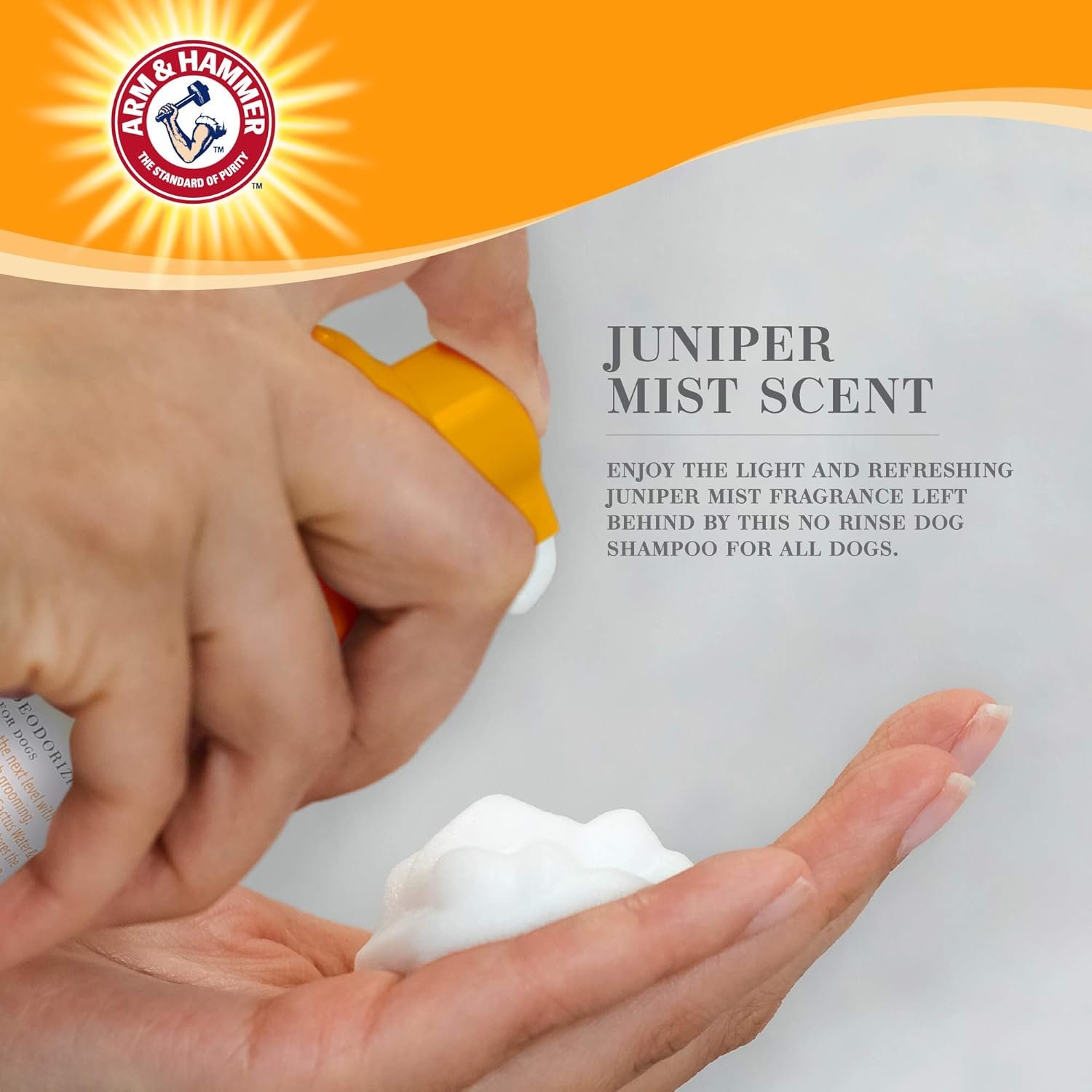 Arm & Hammer for Pets Ultra Fresh Dog Deodorizing Foam, Juniper Mist Scent - No Rinse Waterless Dog Shampoo for Smelly Dogs, Pet Deodorizer, Bathing Supplies, 8 Fl Oz - Image 5