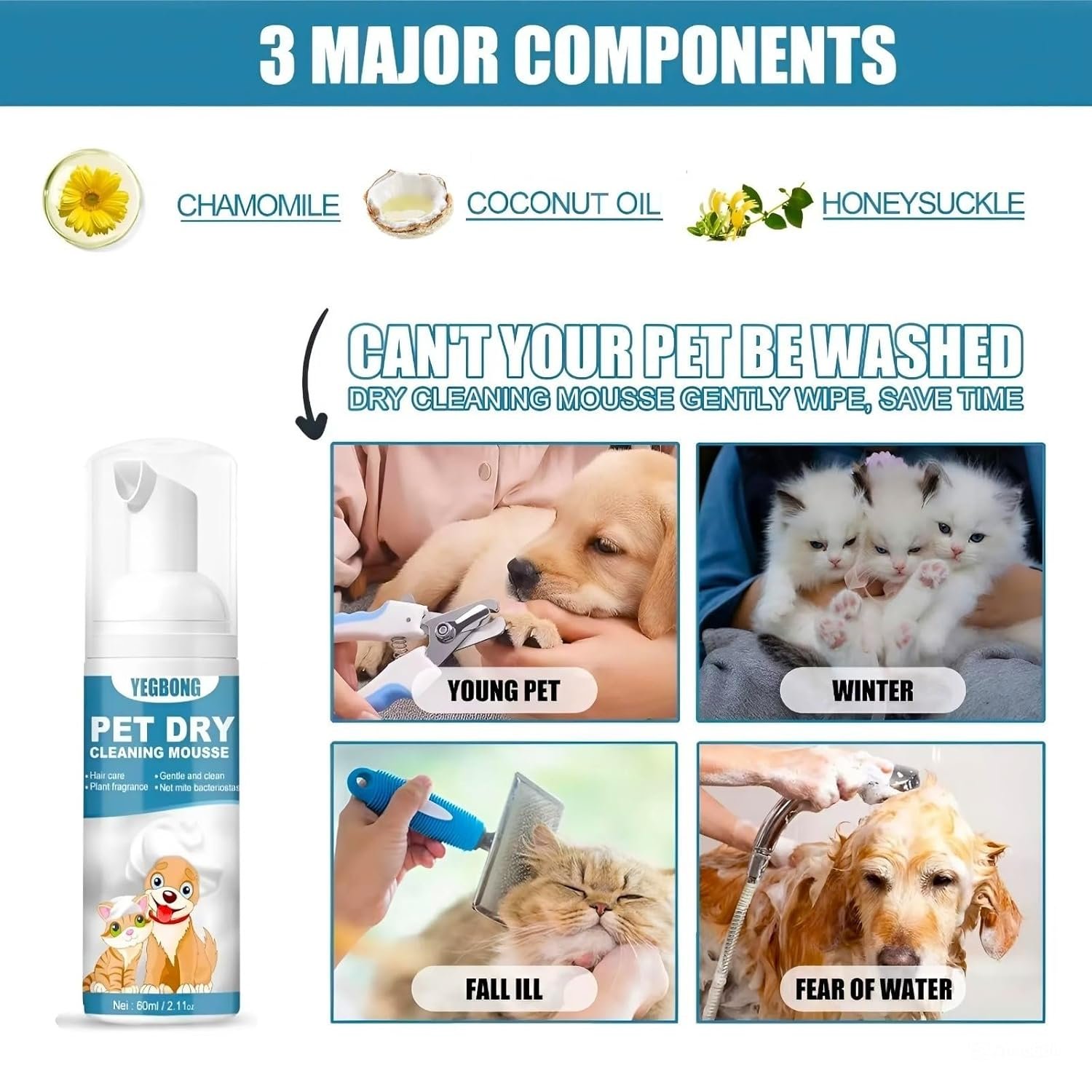 Cat Steam Brush, 3 in 1 Water Cat and Dog Brush, Pet Spa Brush, Steamy Pet Brush, Pet Dry Cleaning Mousse, Pet Leave-In Serum - Image 7