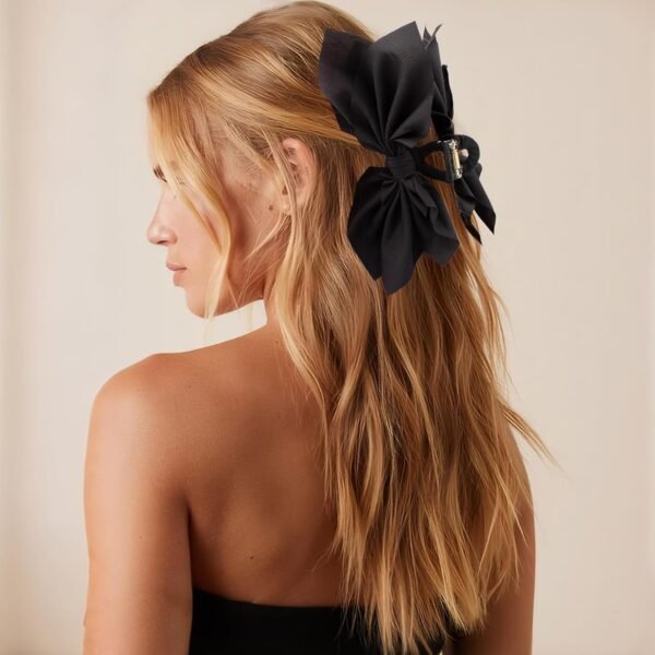 Bow Claw Clips Bow Hair Clips Black 1PCS Big Hair Bows for Women Butterfly Hair Clips for Styling Large Hair Clips for Thick Hair for Girls Hair Accessories for Women - Image 3