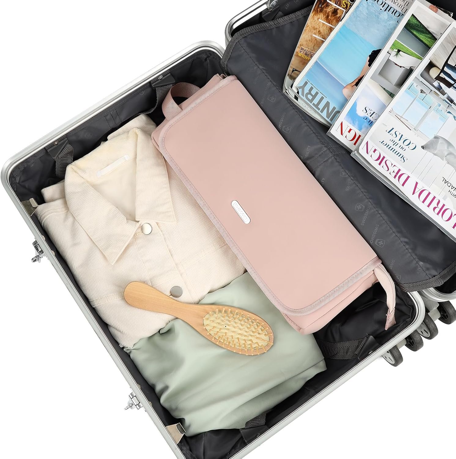 FINDCOZY Hair Tools Travel Bag, Haircare Accessory Organizer with Heat Resistant Mat for Curling Iron, Straighteners and Styling Appliance, Pink - Image 8