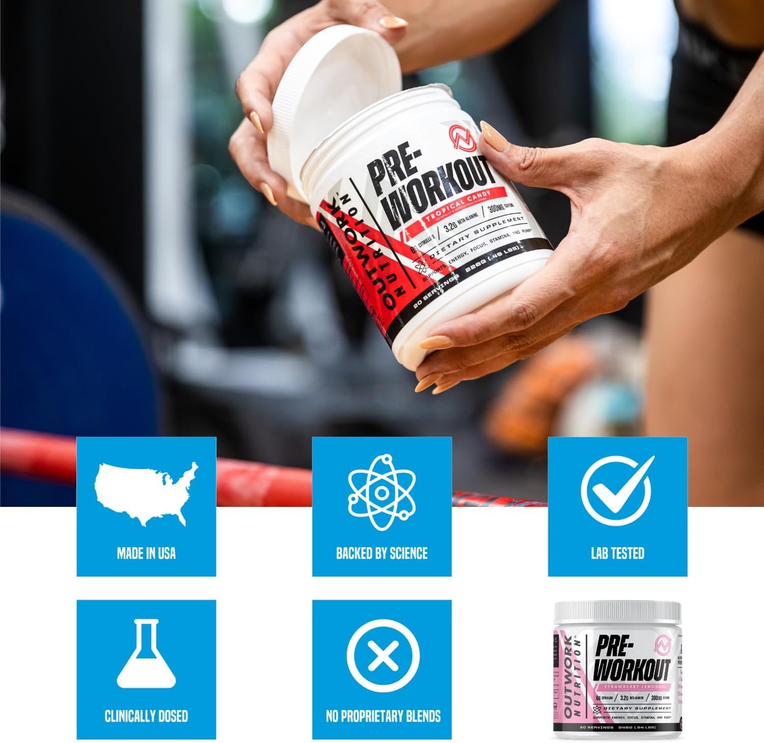 Outwork Nutrition Pre-Workout Powder for Men & Women, Preworkout Supplement with Nootropics, Boost Strength, Mental Focus and Energy, Backed by Science, 334 Gr (Strawberry Lemonade) - Image 6