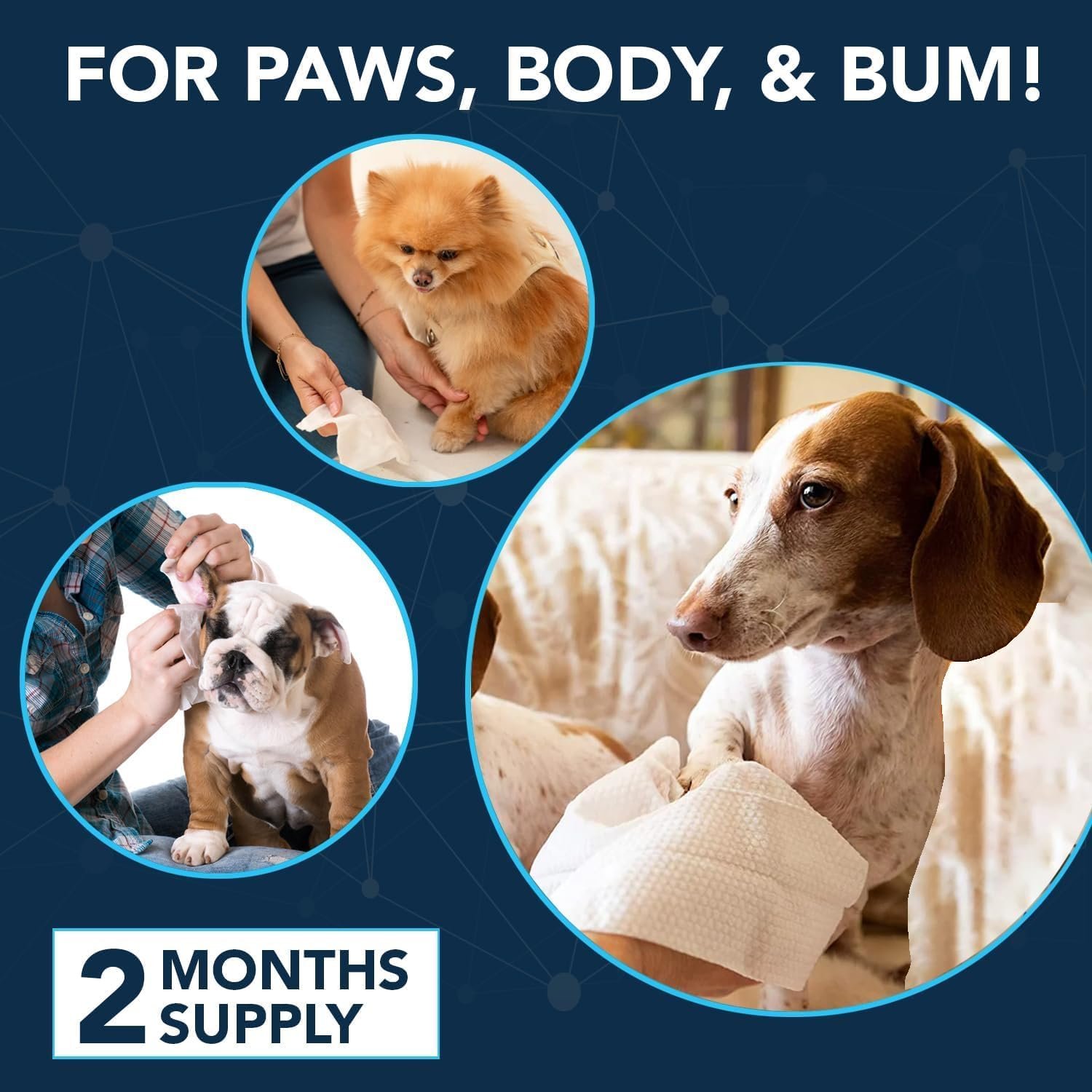 NOVEHA Dog Wipes - Odor Eliminating and Cleaning Grooming Wipes for Dog's Paws, Body, and Butt - Perfect for Puppy and Adult Dogs - Plant-Based, Safe, Convenient & Large Unscented Wipes (360 Counts) - Image 6