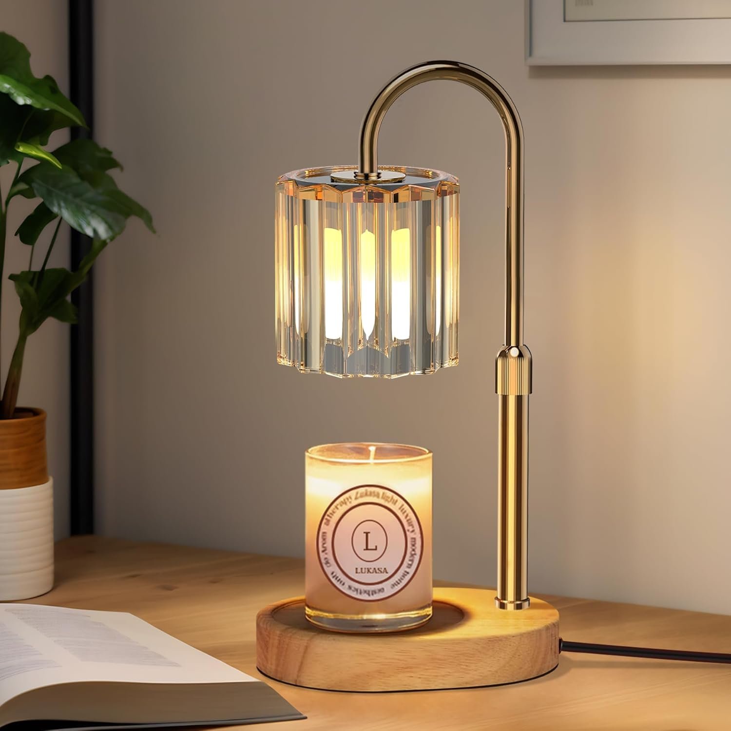 Lukasa Candle Warmer Lamp, with Timer and Dimmer, Adjustable Height, Gifts for Women Mom, House Warming Gifts New Home Decor, Wax Melt Warmer for Scented Jar Candles, with 2 Bulbs - Image 2