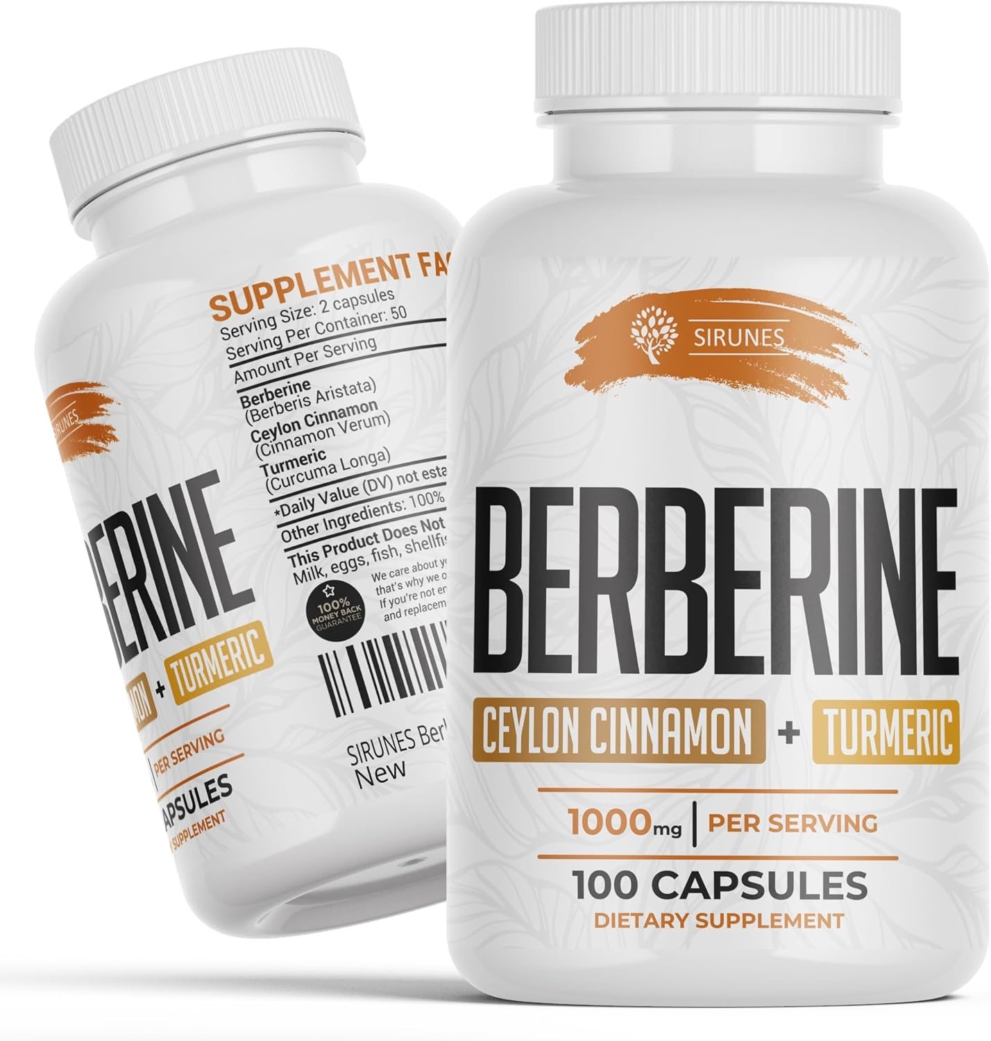 SIRUNES Berberine Capsules Ceylon Cinnamon & Turmeric - Berberine HCL Dietary Supplement for Men and Women – Non GMO Berberine 500 mg per Capsule, Immune System Booster - Image 10