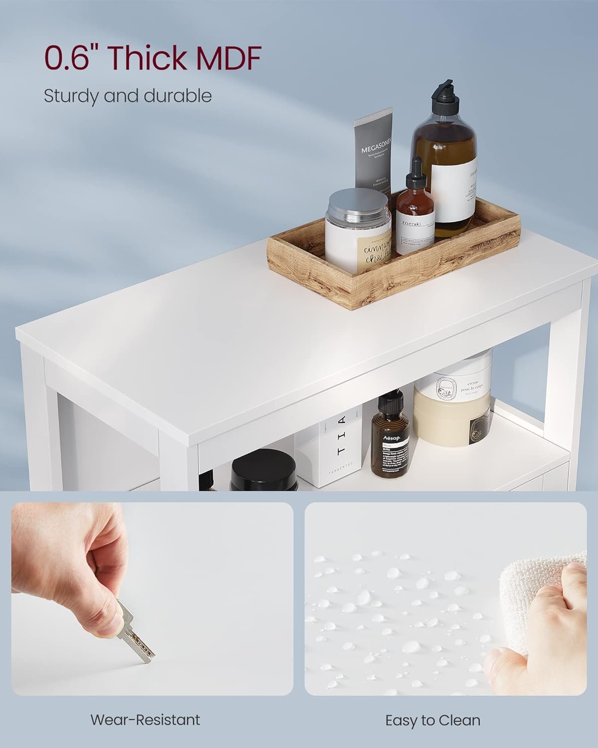 VASAGLE Bathroom Floor Cabinet, Bathroom Storage Cabinet, Freestanding, with Double Shutter Doors and Adjustable Shelf, for Bathroom, Living room, Entryway, Kitchen, White UBBC40WT - Image 5