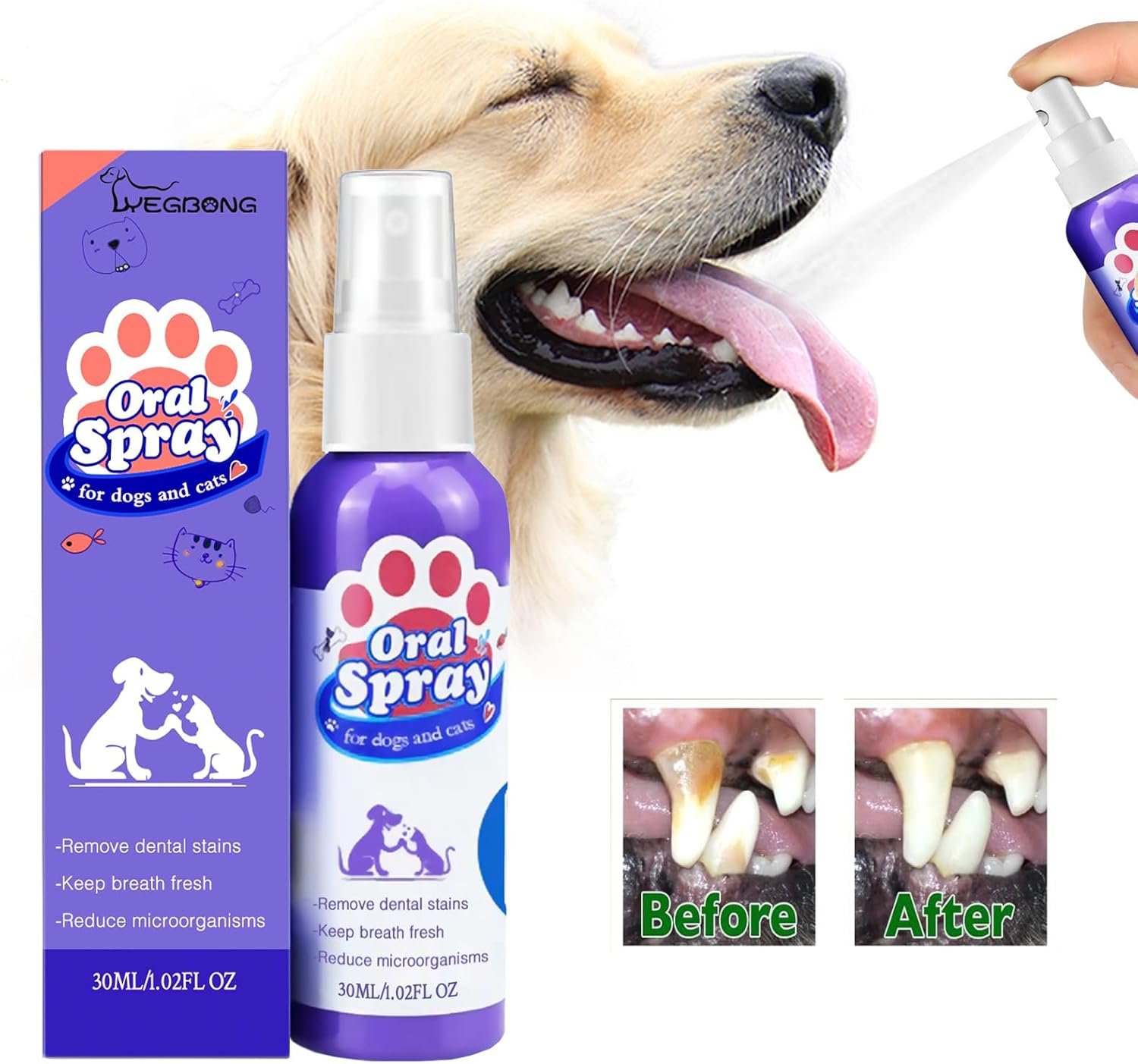 Teeth Cleaning Spray for Dogs & Cats,Pet Oral Spray Clean Teeth,Pet Breath Freshener Spray Care Cleaner,Targets Tartar & Plaque Eliminate Bad Breath Therapy - Image 3