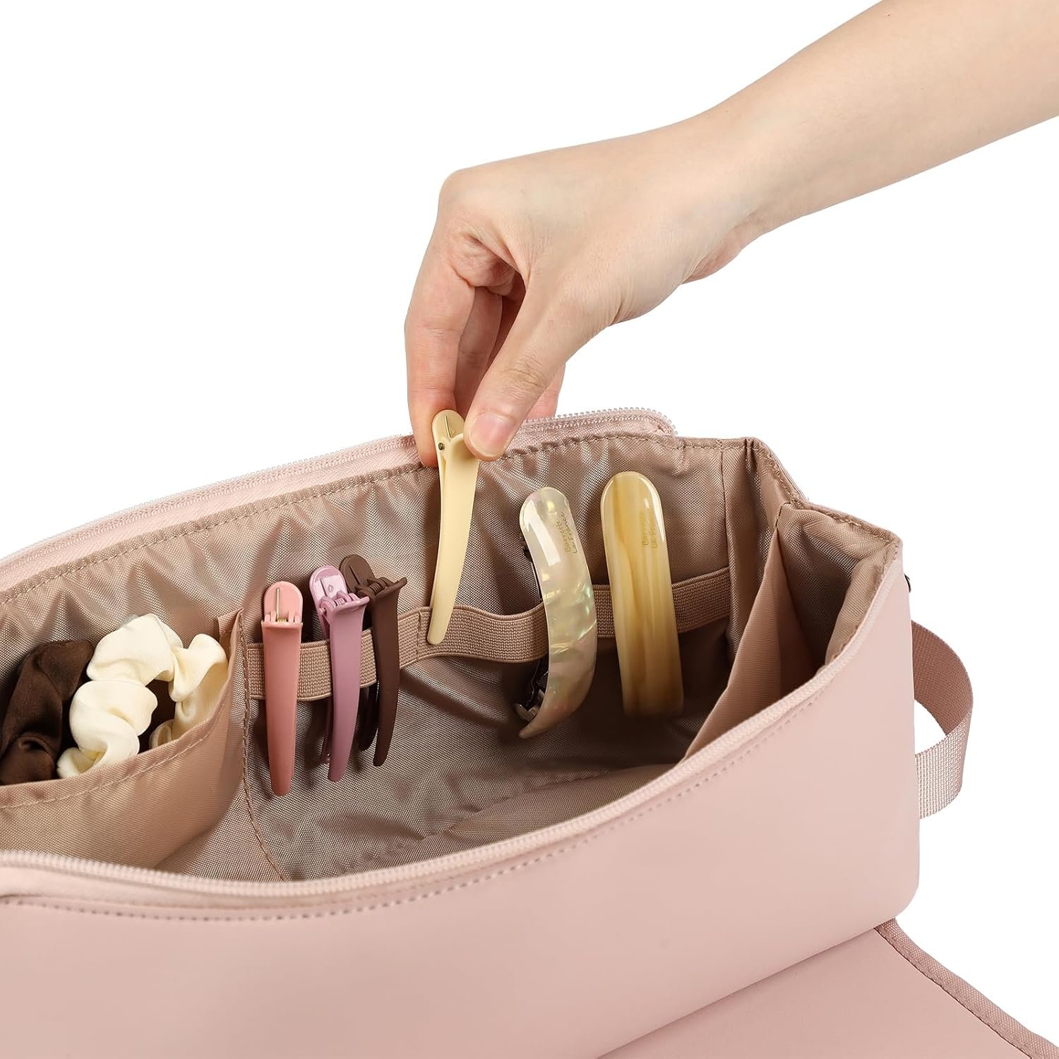 FINDCOZY Hair Tools Travel Bag, Haircare Accessory Organizer with Heat Resistant Mat for Curling Iron, Straighteners and Styling Appliance, Pink - Image 5