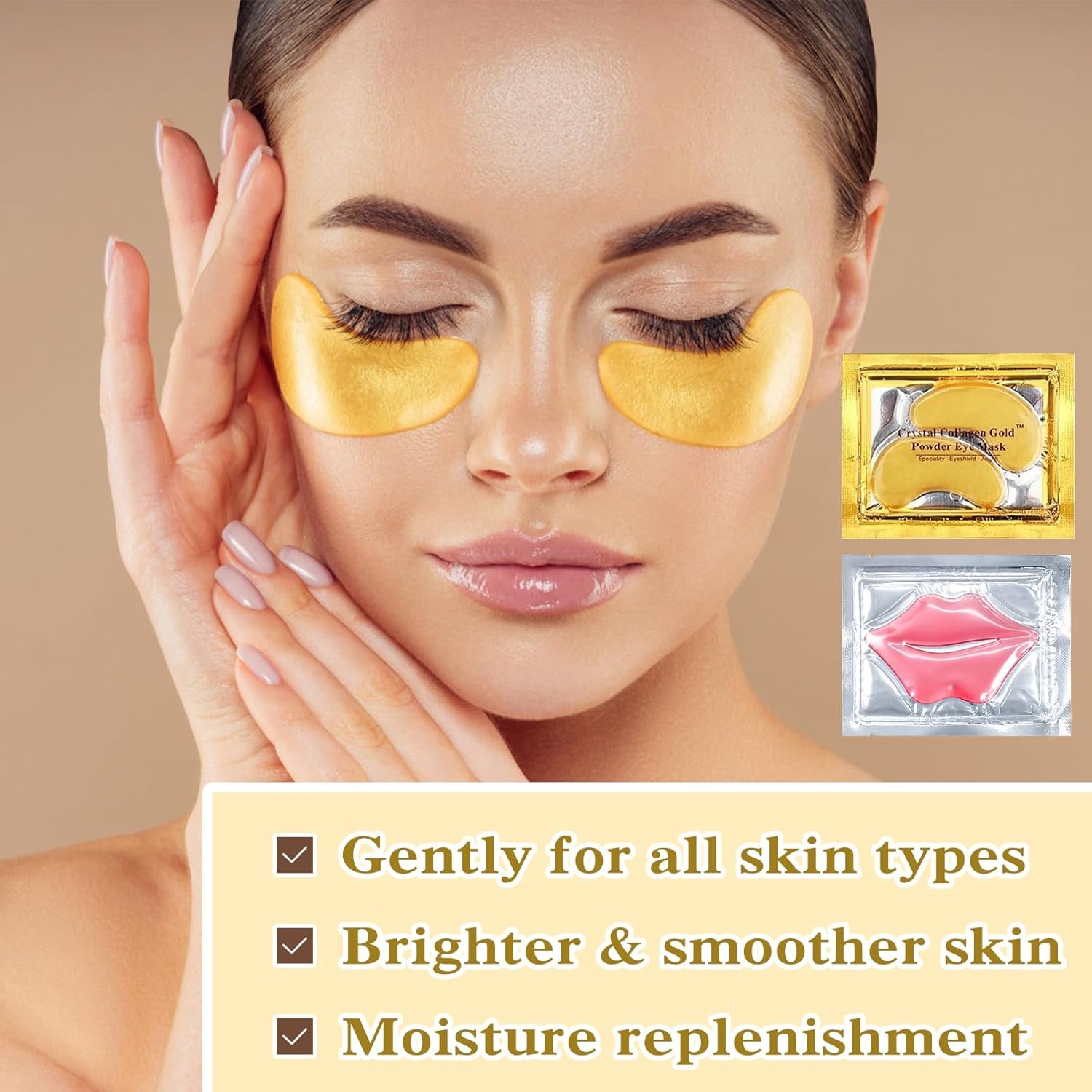 30PCS Lip Mask & Under Eye Mask, 24K Under Eye Patches for Puffy Eyes, Pink Lip Masks Skincare, Effectively Moisturizing the Lip & Eye Skin, Reducing Fine Lines & Dark Circle - Image 6