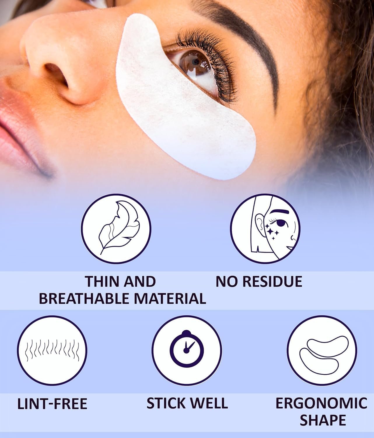 100 Pairs Set Premium Under Eye Gel Pads for Eyelash Extension - Lint Free Patches with Vitamin C and Aloe Vera by Stacy Lash supplies and Beauty tools - Hydrogel Eye Pads - Skin Moisturizes - Image 5