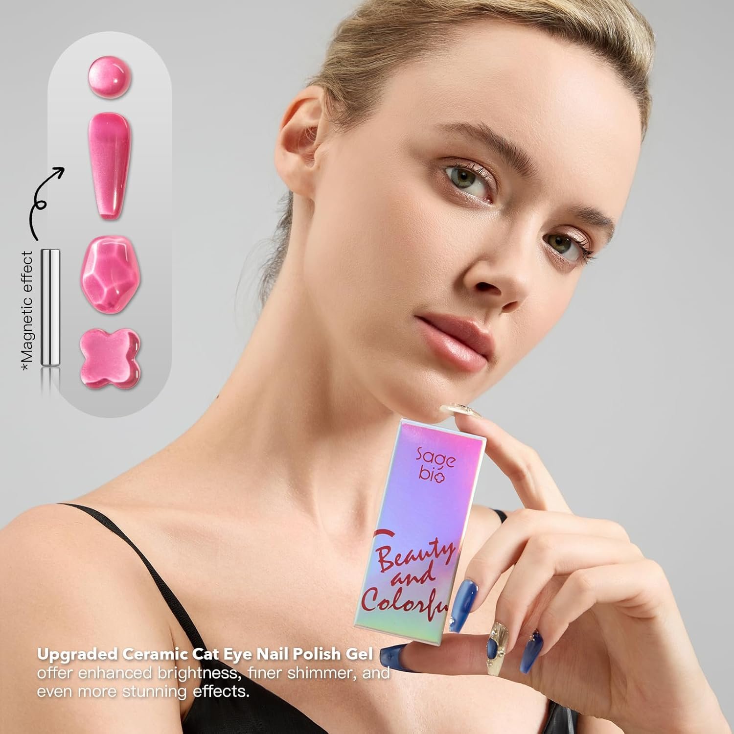 High-Density Cat Eye Gel Nail Polish with Magnet Stick, 15ml Dopamine Color Palette, Magnetic Effect Gel for DIY Manicure, Multiple Color Options - Pink Gleam - Image 3