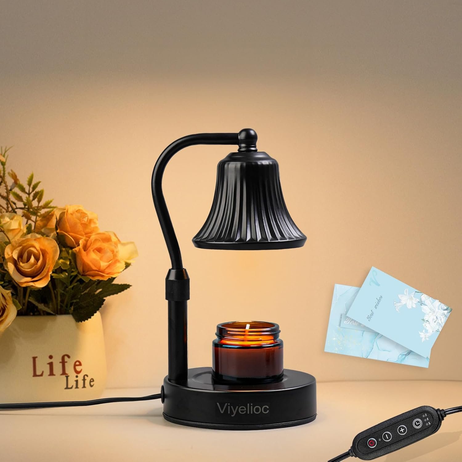 Candle Warmer Lamp, Candle Lamp Warmer with Timer and Dimmer, Adjustable Height, with 2 Bulbs, House Warming Gifts Home Bedroom Decor Birthday Gifts for Women - Image 10