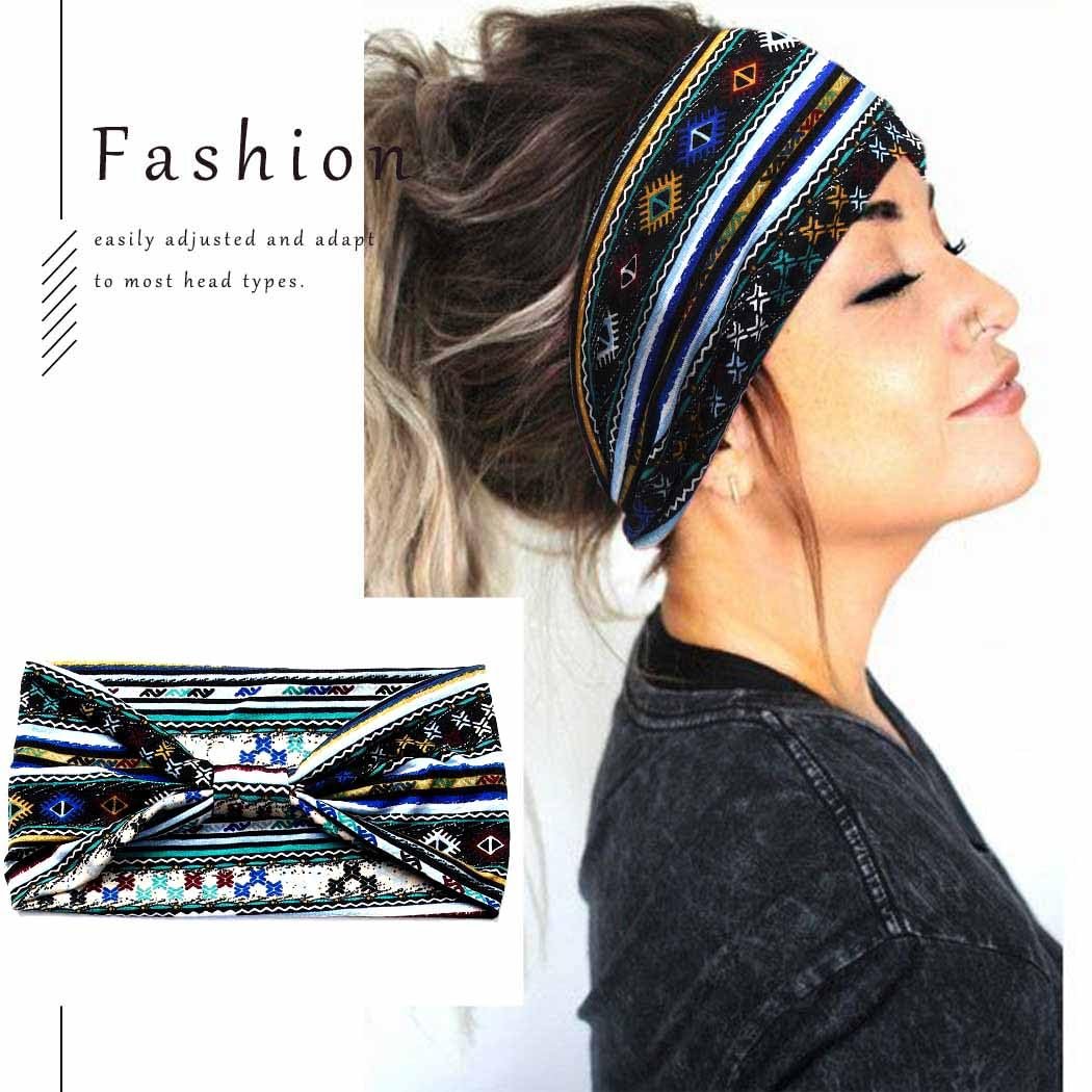 Boho Headbands Wide Knot Hair Band Elastic Turban Head Band Stretch Twist Head Wraps Fashion Hair Accessories for Women 3 Pcs (Set I) - Image 5