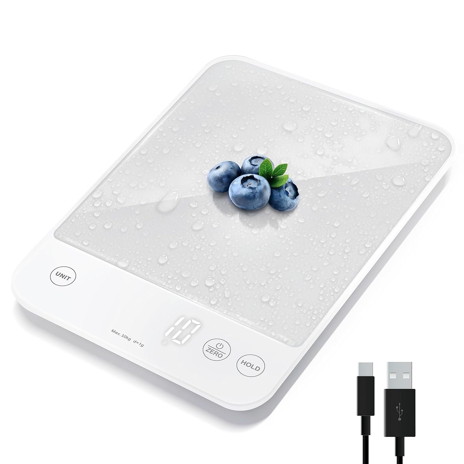 Etekcity Food Kitchen Scale, 22lb Digital Weight Scale Grams and Ounces Rechargeable Waterproof Tool for Weight Loss, Cooking, Baking, Meat, Bread, Large 0.05oz/1g Accuracy - Image 2