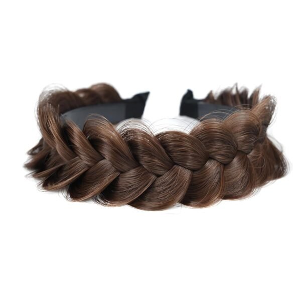 Wide Braided Headband Hoop Fashion Hair Accessories Elastic Non-slip Band for Women and Girl (Chestnut) - Image 2