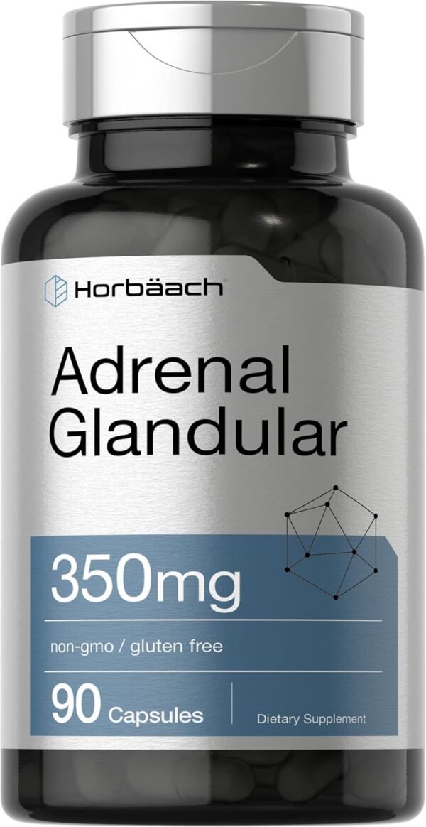 Horbäach Raw Adrenal Glandular | 350 mg | 90 Capsules | Non-GMO, Gluten Free Supplement - Image 2