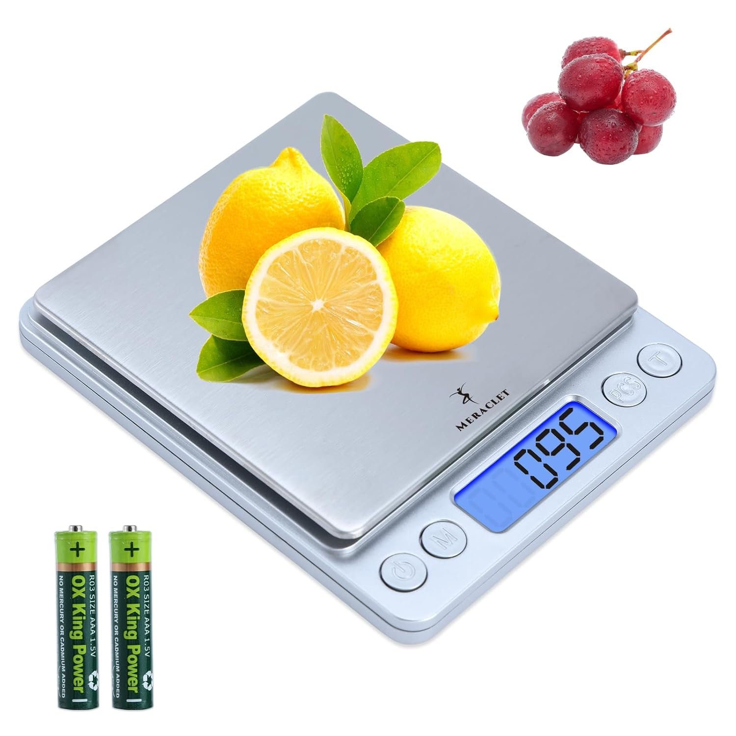Food Scale - Digital Kitchen Scales Grams and Ounces for Cooking Baking Jewelry - Smart Precision Counting Weighing Scale for Food with 2 Trays 3000g/0.1g LCD Display (Batteries Included) - Image 2