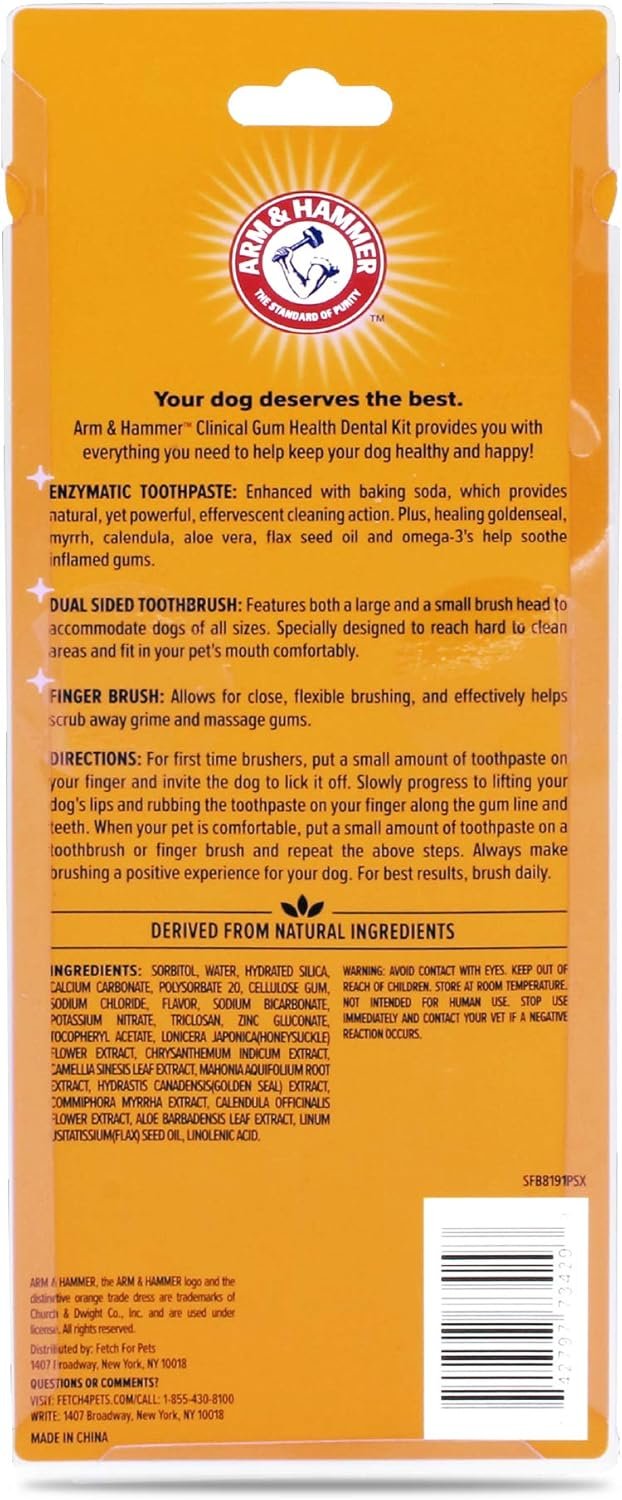 Arm & Hammer for Pets Clinical Care Dental Gum Health Kit for Dogs Contains Toothpaste, Toothbrush & Fingerbrush Soothes Inflamed Gums, 3-Piece Kit, Chicken Flavor - 2 Pack - Image 7