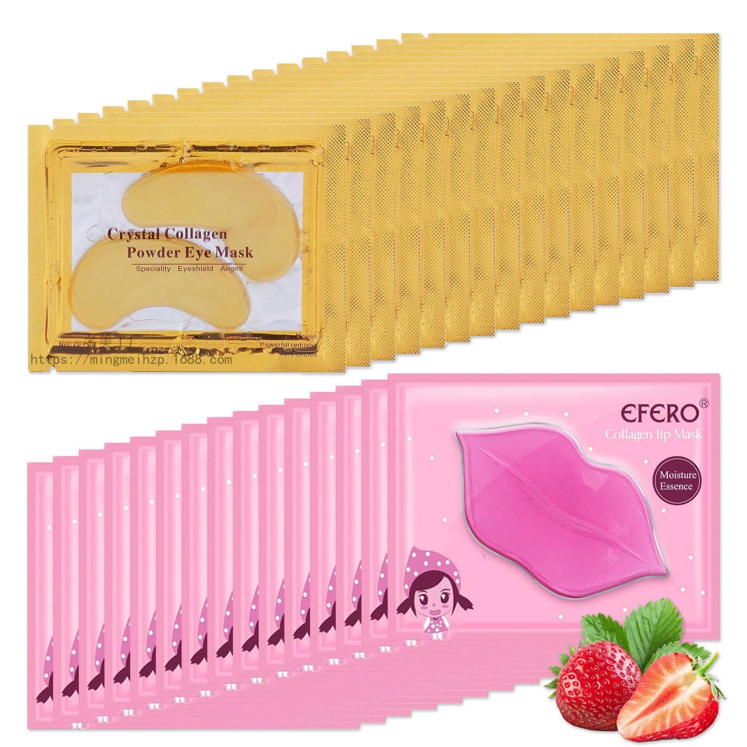 Sulily 30 Pairs Lip Masks & Eye Mask,24K Gold Gel Crystal Collagen Eye Patches for Puffy Eyes,Effectively Nourishes,Moisturizing& Reducing Fine Lines Dark Circleeye Patches for Women Men - Image 2