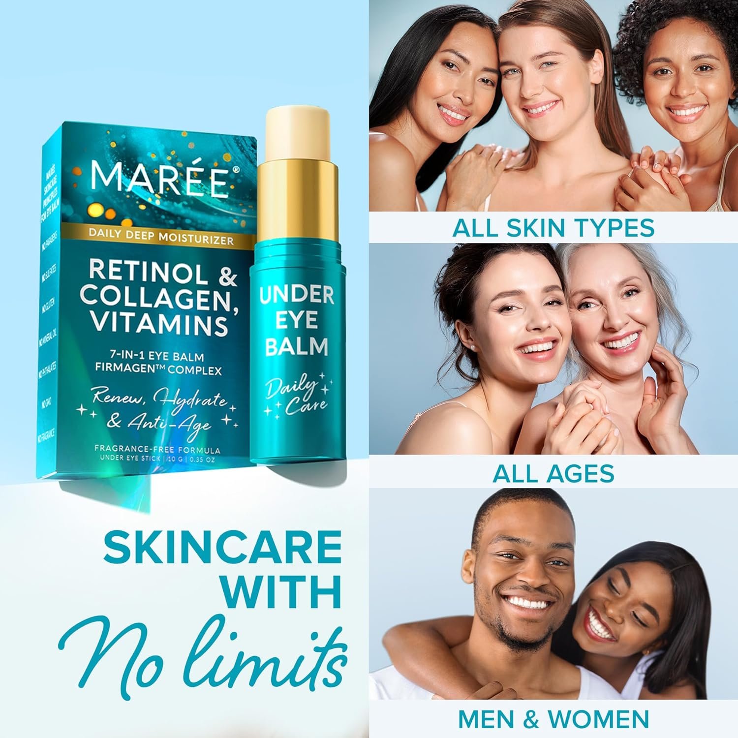 MAREE Under Eye Balm Stick with Retinol & Ceramide Complex - Facial Moisturizer for Dark Circles & Wrinkles - Under Eye Brightener Stick, Anti Wrinkle Hydrating Face Skincare 0.35 Oz - Image 7