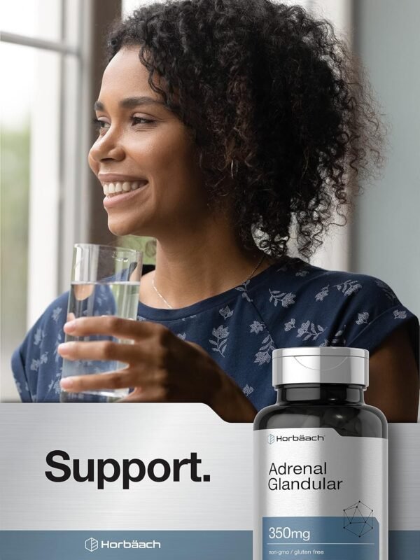Horbäach Raw Adrenal Glandular | 350 mg | 90 Capsules | Non-GMO, Gluten Free Supplement - Image 7